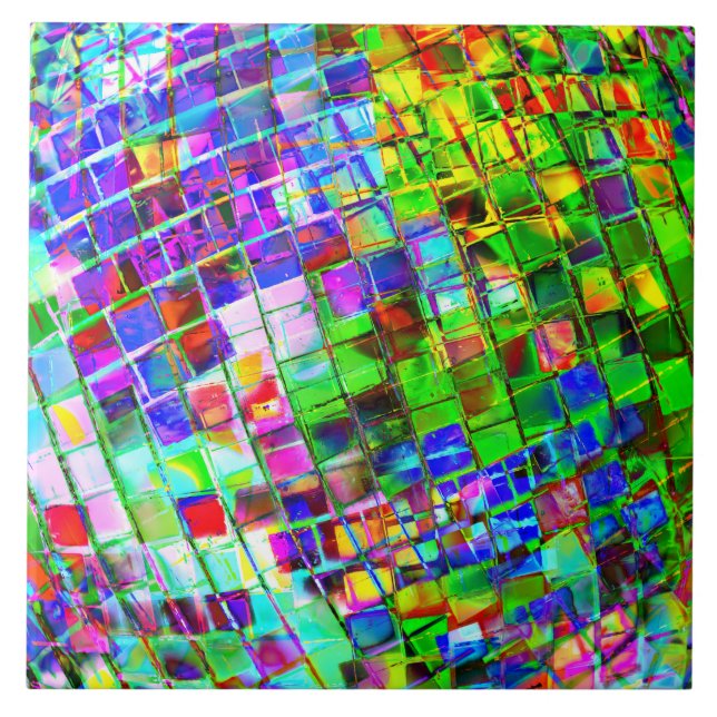Psychedelic Planet Disco Boll Kakelplatta (Framsidan)