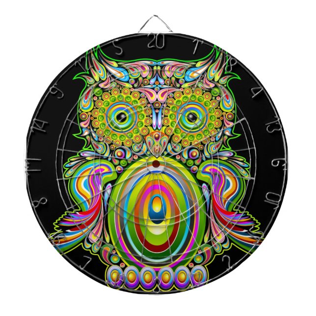 Psychedelic Popart för uggla Dartboard Piltavla (Framsidan)