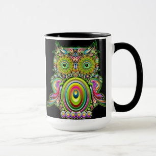 Psychedelic Popart för uggla mugg