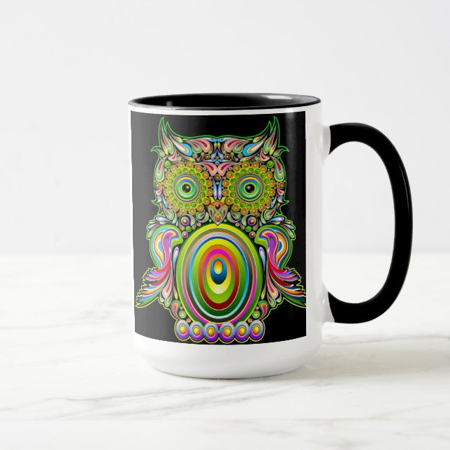 Psychedelic Popart för uggla mugg (Höger)
