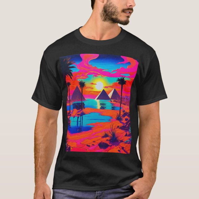 Psychedelic Poster Art Egyptian Ligcape T Shirt (Framsida)