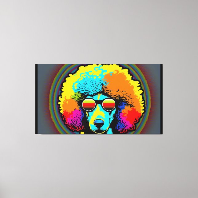 Psychedelic Pudel Hund design Canvastryck (Framsida)