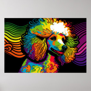 Psychedelic Pudel Hund design Poster