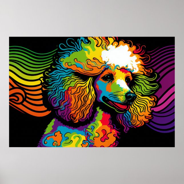 Psychedelic Pudel Hund design Poster (Framsidan)