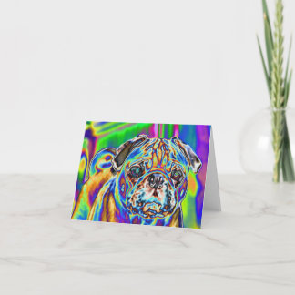 Psychedelic Pug #4 Tomt anteckningskort