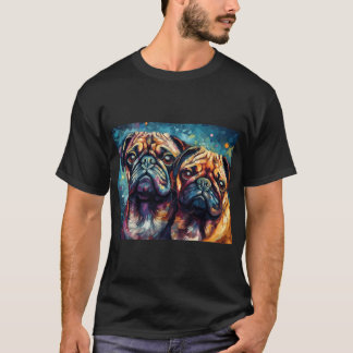 Psychedelic Pug Pals Digital målning - Fauvist Co T Shirt