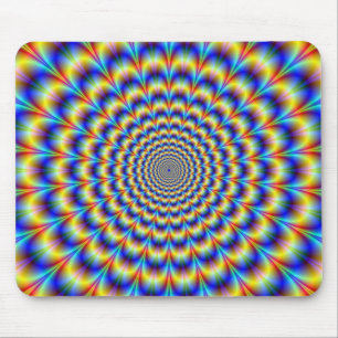 Psychedelic Pulse in Blue and Gult Mousepad Musmatta