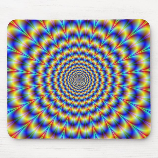 Psychedelic Pulse in Blue and Gult Mousepad Musmatta (Framsidan)