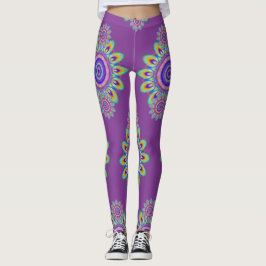 Psychedelic purpur BoHo för varm grodasurfa Leggings