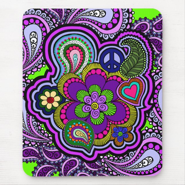 Psychedelic purpurfärgade Paisley Mousepad Musmatta (Framsidan)