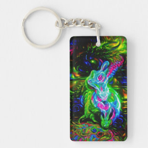 Psychedelic Rabbit Dragon i Neon Fantasy