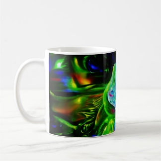 Psychedelic Rabbit Dragon i Neon Fantasy Kaffemugg