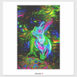 Psychedelic Rabbit Dragon i Neon Fantasy Klistermärken
