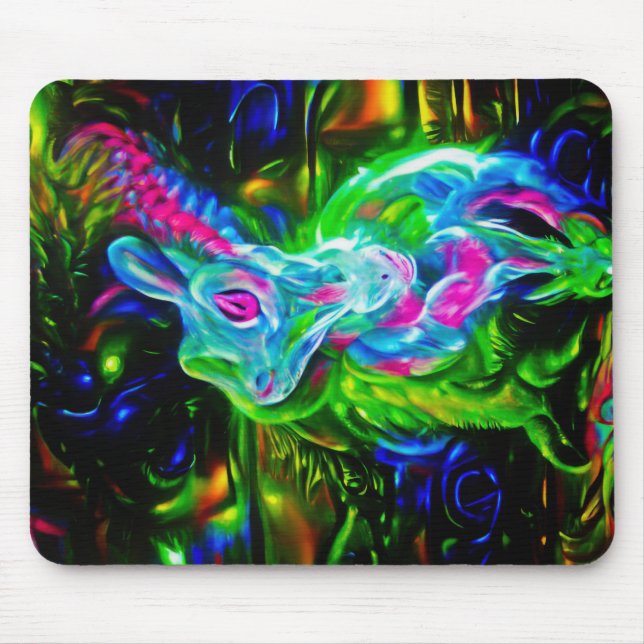 Psychedelic Rabbit Dragon i Neon Fantasy Musmatta (Framsidan)