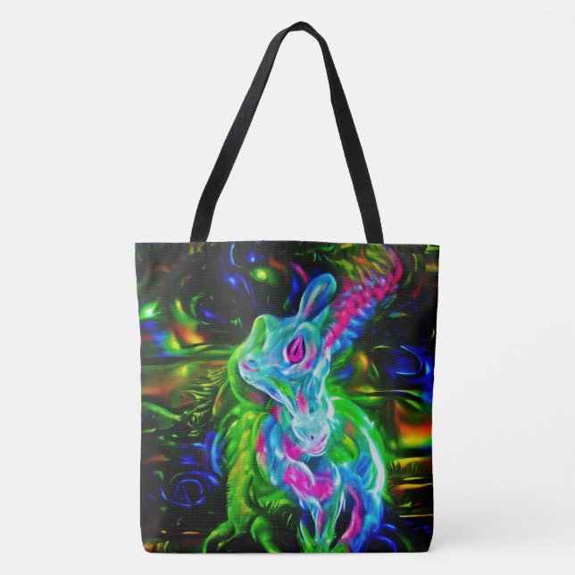 Psychedelic Rabbit Dragon i Neon Fantasy Tygkasse (Framsida)