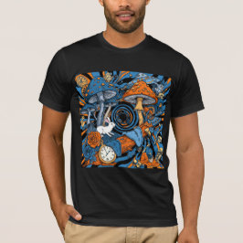Psychedelic Rabbit Hål Resa: Surreal Mushroom T Shirt