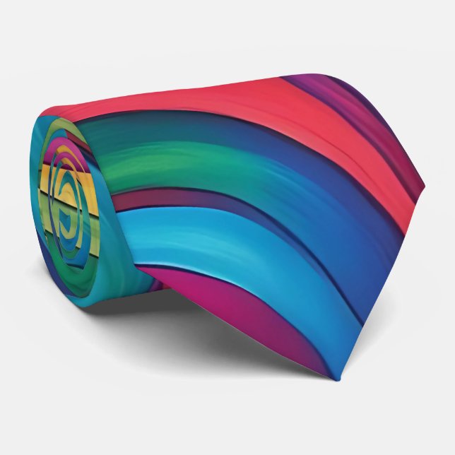Psychedelic Rainbow Abstrakt Neck Tie Slips (Rullad)
