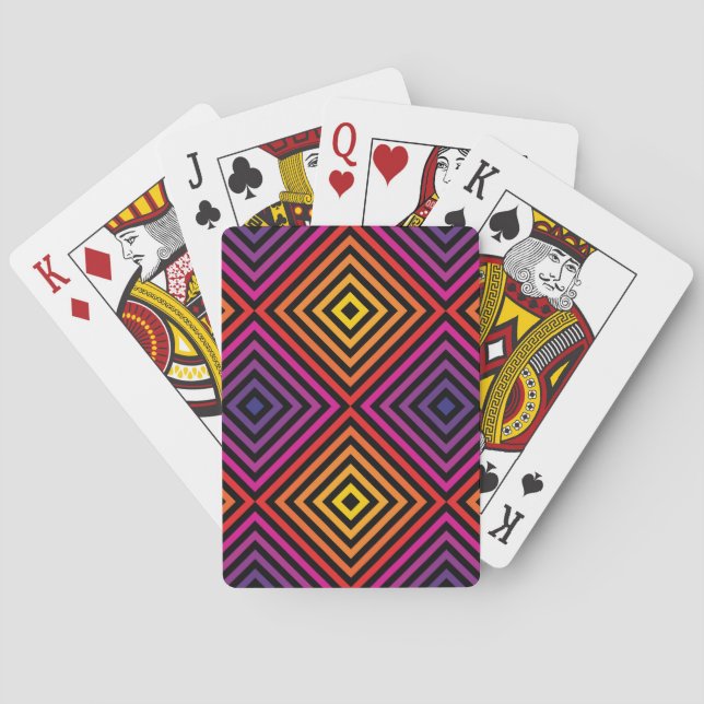 Psychedelic Rainbow Chevron Mönster Casinokort (Baksidan)