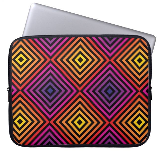 Psychedelic Rainbow Chevron Mönster Laptop Fodral (Framsidan)