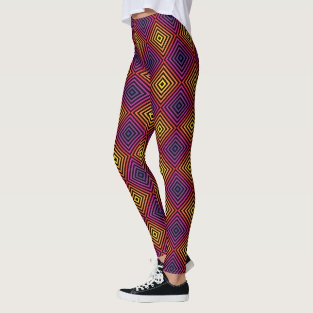 Psychedelic Rainbow Chevron Mönster Leggings (Vänster)