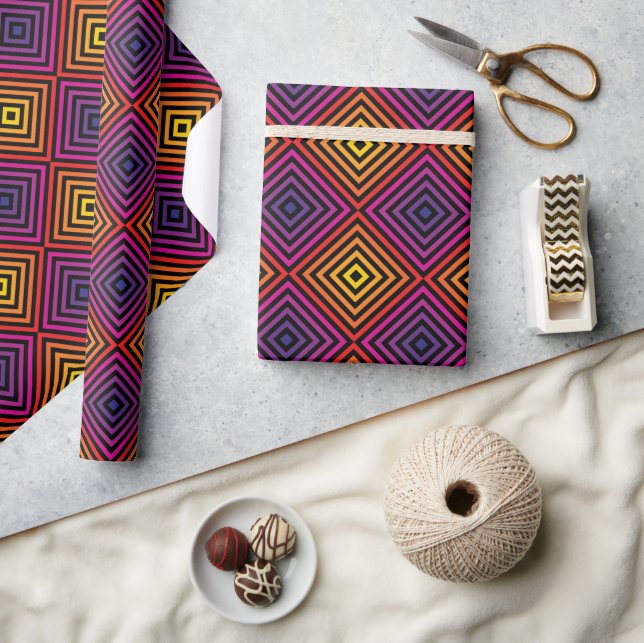 Psychedelic Rainbow Chevron Mönster Presentpapper (Hantverk)