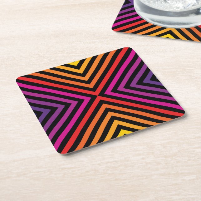Psychedelic Rainbow Chevron Mönster Underlägg Papper Kvadrat (Vinklad)