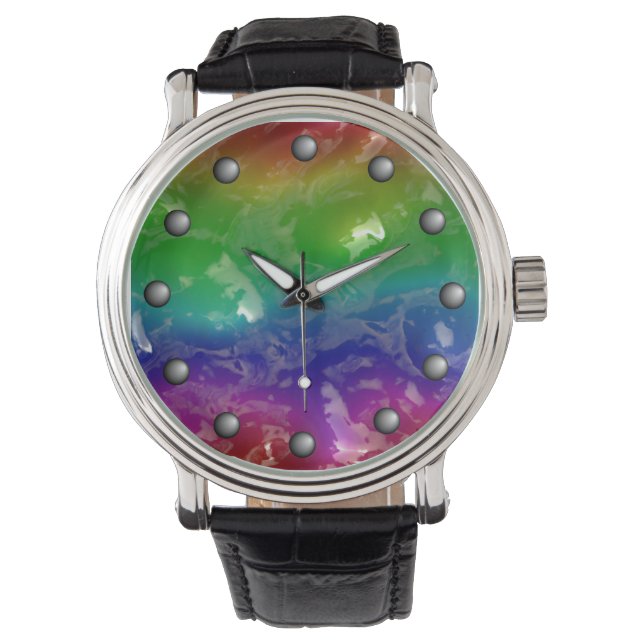 Psychedelic Rainbow Jellzed Ooze Armbandsur (Framsida)