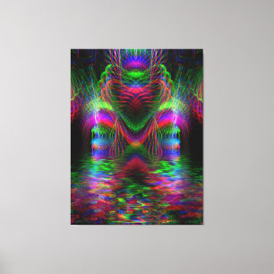 Psychedelic Rainbow Kärlek Hearts Wrapped Canvas