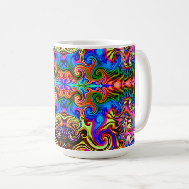 Psychedelic Rainbow Neon toppen-trippy Coffee Mugg (Framsida höger)