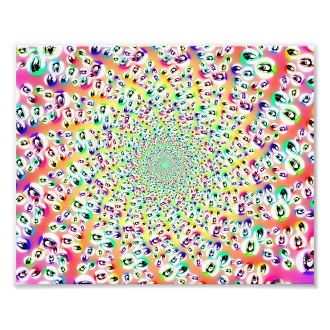 Psychedelic Rainbow Ögon Mandala Fototryck (Framsidan)