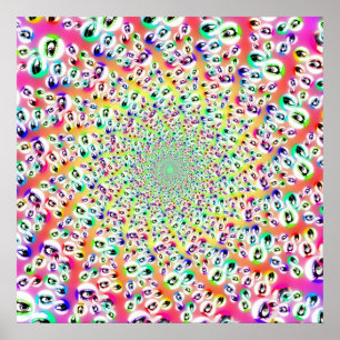 Psychedelic Rainbow Ögon Mandala Poster