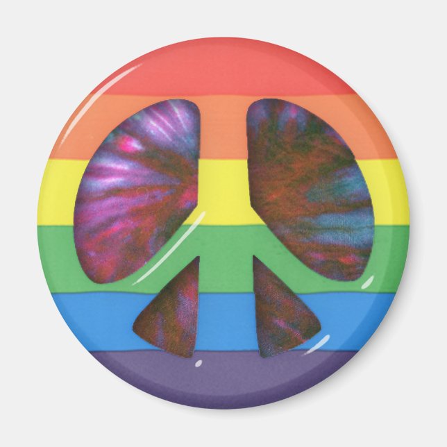 Psychedelic RainBow Peace Symbol Magnet (Framsidan)