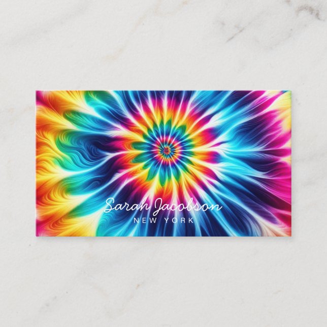 Psychedelic Rainbow Retro TIe-Dye Visitkort (Framsida)
