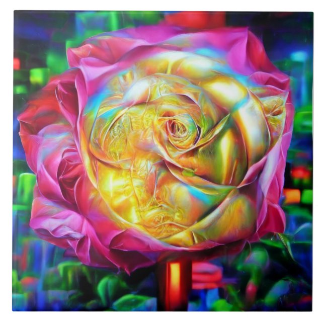 Psychedelic Rainbow Ro Kakelplatta (Framsidan)