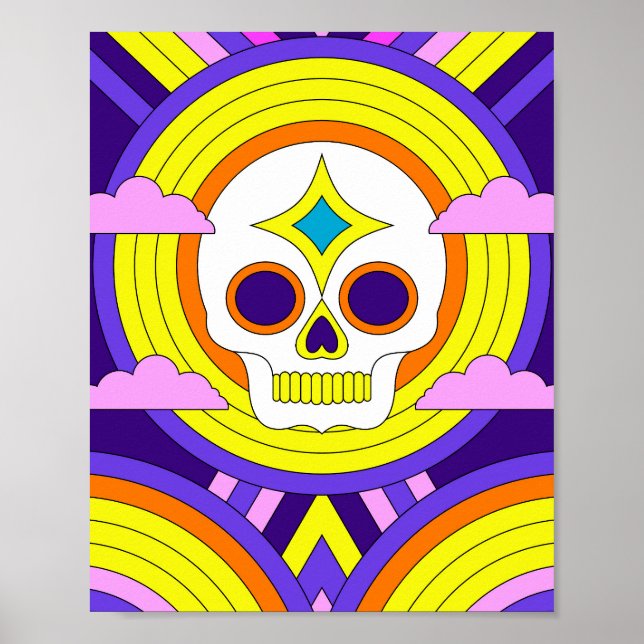 Psychedelic Rainbow Skull Poster (Framsidan)