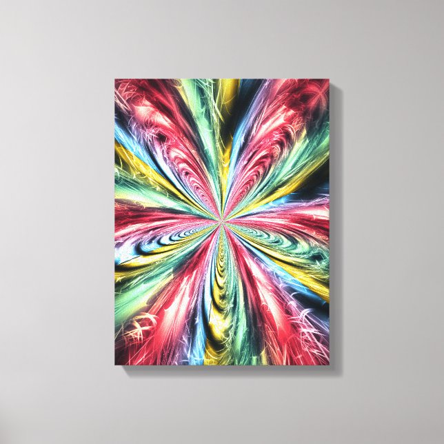 Psychedelic Rainbow Spiral Fractal Art Canvastryck (Framsida)
