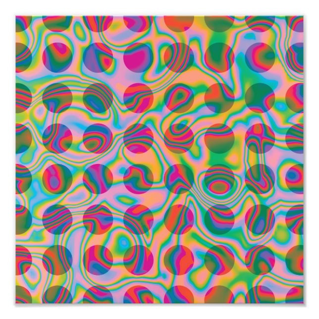 Psychedelic Rainbow Spots Mönster Fototryck (Framsidan)