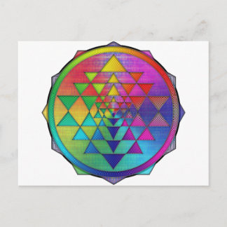 Psychedelic Rainbow Sri Yantra for Prosperity Vykort