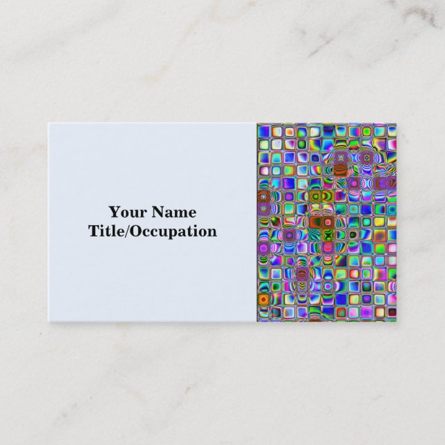 Psychedelic Rainbow Textured Mosaic Tiles Mönster Visitkort (Framsida)