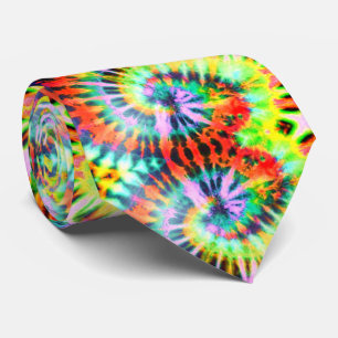 Psychedelic Rainbow Tie Dye Neck Tie Slips
