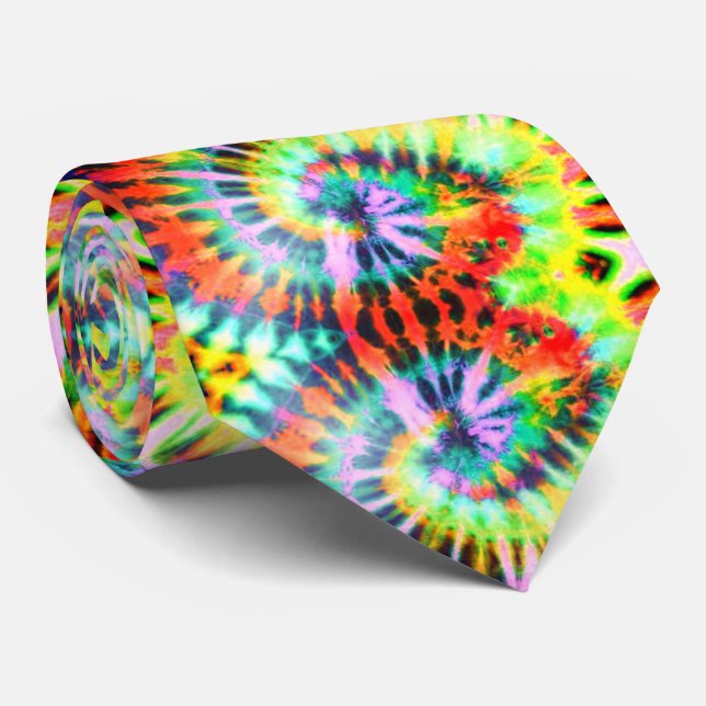 Psychedelic Rainbow Tie Dye Neck Tie Slips (Rullad)