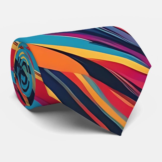 Psychedelic Rainbow Vågar Neck Tie Slips (Rullad)