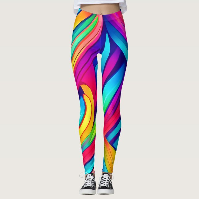 Psychedelic Rainbow Vortex Leggings (Framsida)