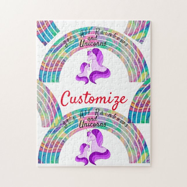 Psychedelic Rainbows och Unicorns Thunder_Cove Pussel (Vertikal)