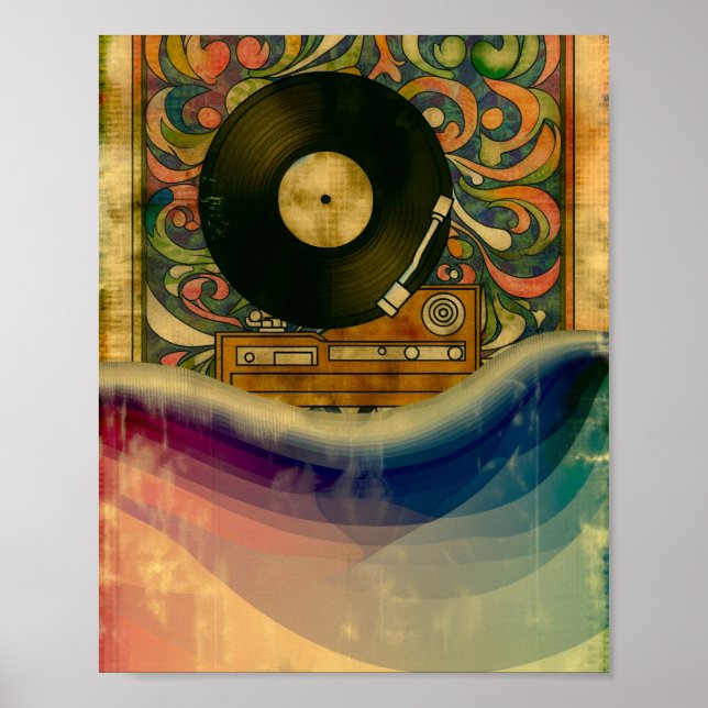 Psychedelic Record Player Art Poster (Framsidan)