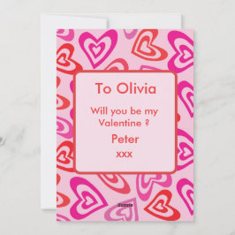 Psychedelic Red Rosa Hearts Valentine Day Anpassni Julkort