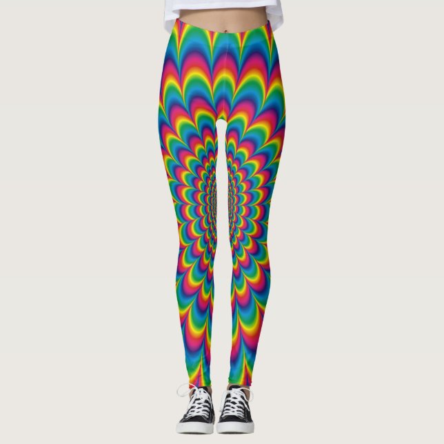 Psychedelic regnbågeabstraktdesign leggings (Framsida)