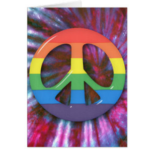 Psychedelic regnbågefredsymbol hälsningskort
