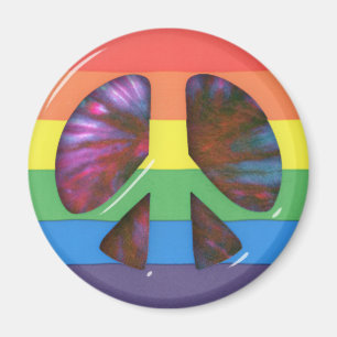 Psychedelic regnbågefredsymbol magnet