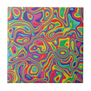 Psychedelic regnbågeoljamönster kakelplatta